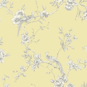 Arthouse Chinoise Yellow Wallpaper Floral Birds Heavyweight
