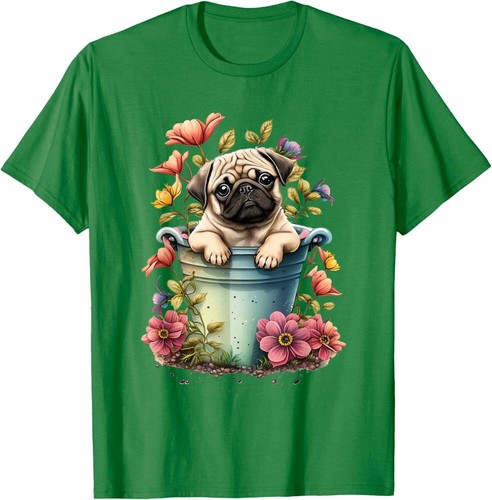 Spring Floral Pug - Dog Owner Pet Trainer Animal Puppy Lover T-Shirt Hoodie - Picture 12 of 14