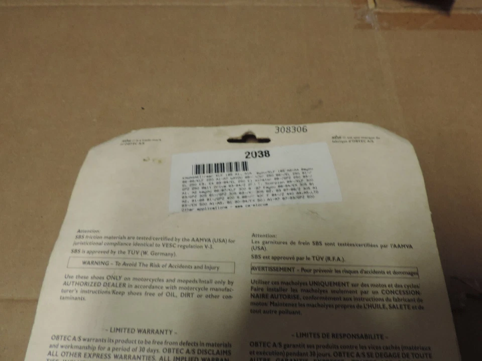 SBS - 2038 - Zapatas de freno Foto 2 de 3