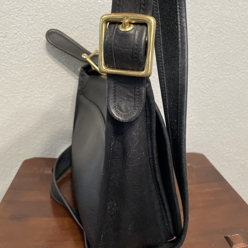 Vintage Coach 9951 Patricia Legacy Flap Black Leather Crossbody Saddle Bag - Picture 5 of 12