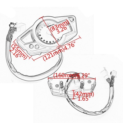 Motorcycle Universal 11000 RPM LCD Digital Odometer Speedometer Gauge Instrument - Picture 6 of 12