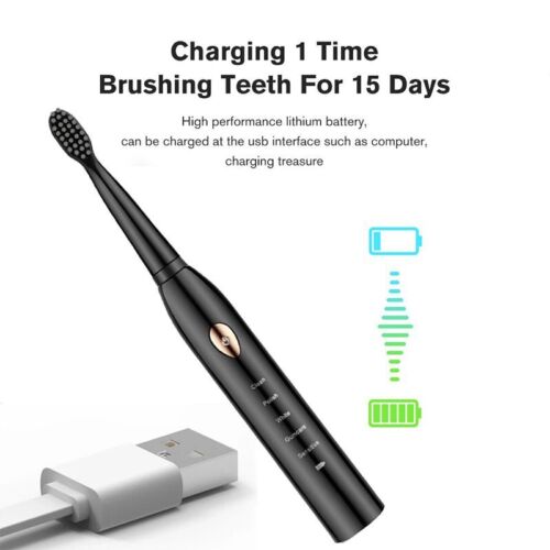 Spazzolino elettrico pulizia denti acustica denti adulti ricarica USB pulita solida - Foto 3 di 120