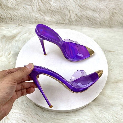 Womens Transparent Slippers Summer Pointed Toe Straight Strap High Heels Sandals - Bild 6 von 19