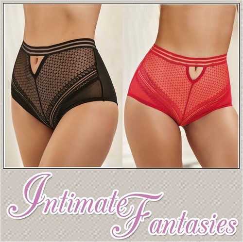 Sexy Cintura Alta Bragas Malla Ropa Interior Rojo Negro Talla 8 10 12 14 16 18 20 22 XL - Imagen 2 de 23