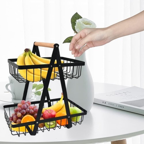 2-Tier Fruit storage Basket Fruit Bowl Holder, Bread Basket, Vegetable Rack UK - Picture 2 of 10