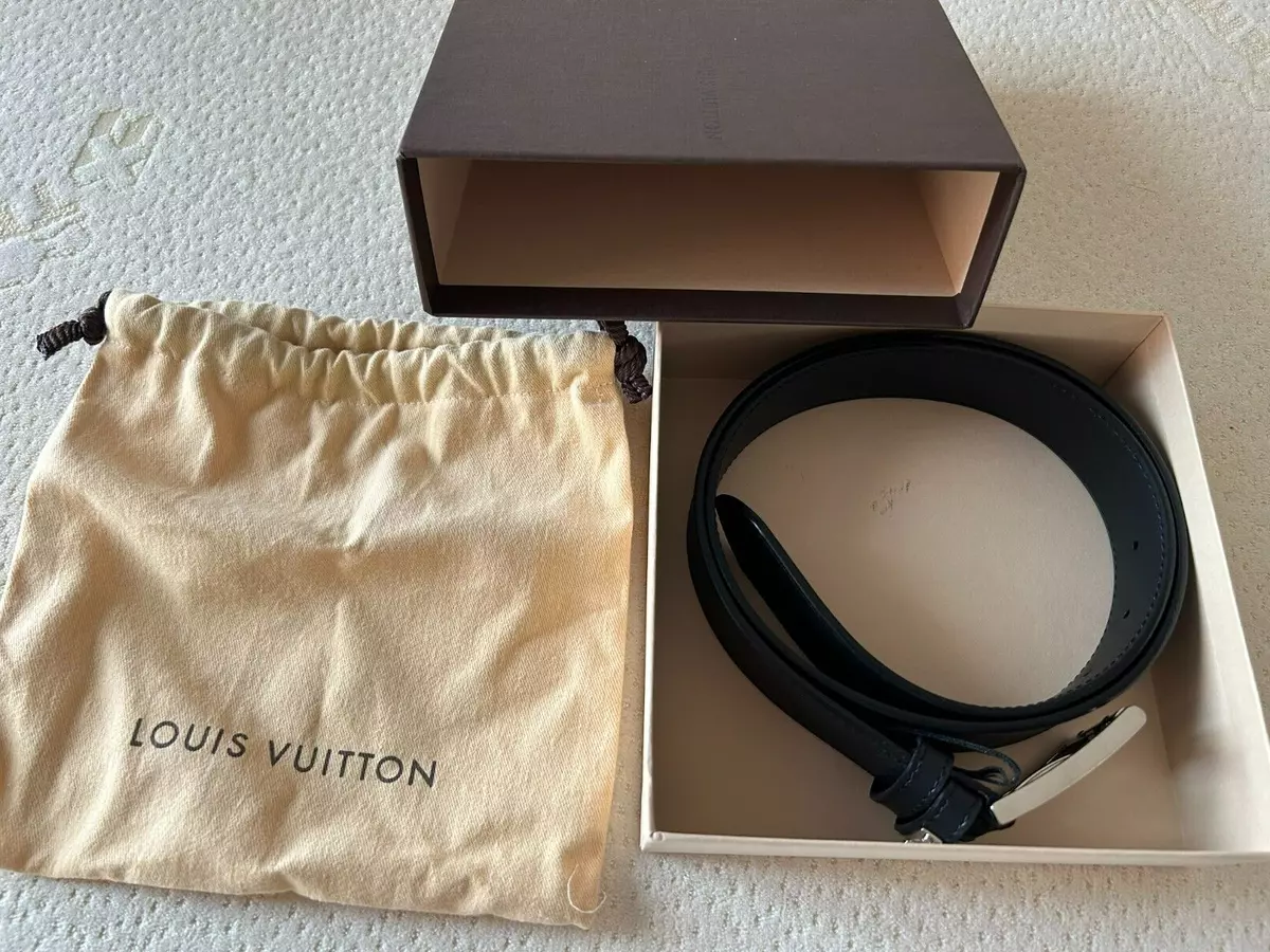 Genuine Louis Vuitton LV Black Leather belt with LV Box & pouch, Belt Size 34