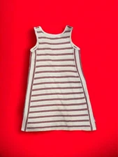 Max Studio Striped Ribbed Stretch Tank Dress Sleeveless Scoop Neck Women Small 