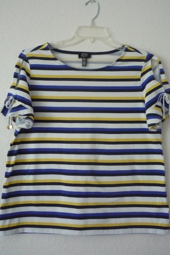 JONES NEW YORK LADIES STRIPED SHORT SLEEVED TOP  SIZE XL - Bild 1 von 3