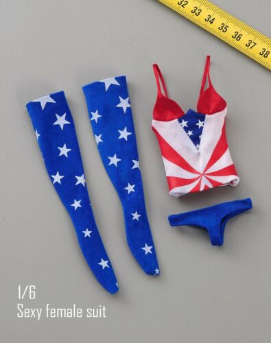 Costume da bagno donna 1/6 reggiseno slip mutande calze alte vestiti vestibilità figura 12'' - Foto 13 di 19