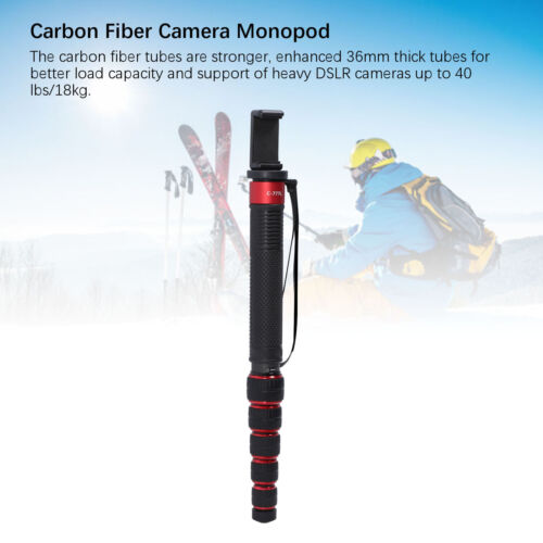 6 Section Carbon Fiber Camera Monopod With Walking Stick Handle Portable Com Fit - Picture 2 of 22