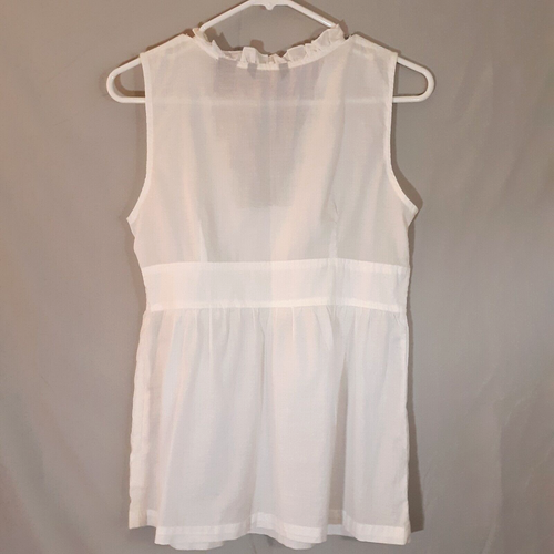 New York & Co Top Sz 4 White Sleeveless Ruffle V-Neck Lace Light 100% Cotton NWT - Picture 7 of 12