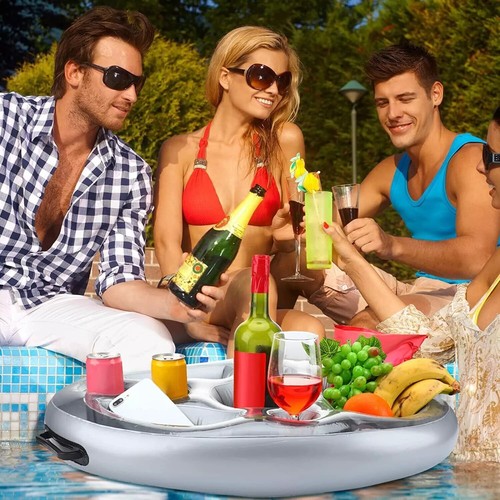 8 Holes Inflatable Swimming Pool Floating Tray Beer Drink Cup Holder Beach Party - Picture 13 of 15