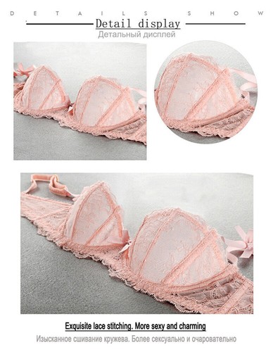 Women 1/2 Cup See Through Lace Bra Underwired Push Up Shelf Bras Tops Bralette - Picture 12 of 33