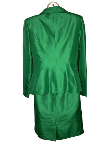 Hugo Buscati Woman 2-Pc Set Green Sheath Dress Jacket Suit VTG Vintage Sz 6 - Picture 5 of 10
