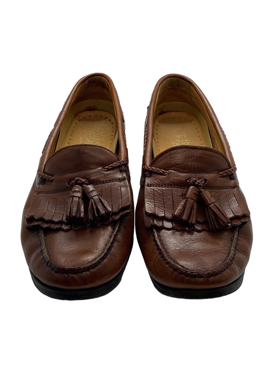 French Shriner Men's Richmond Brown Tassel Leather Loafers Shoes