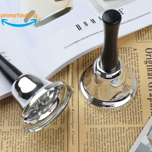 Hand Bell Silver Steel Bell 2 Pack Ringing Bell with Handle Dinner Bells NEW - Picture 7 of 12