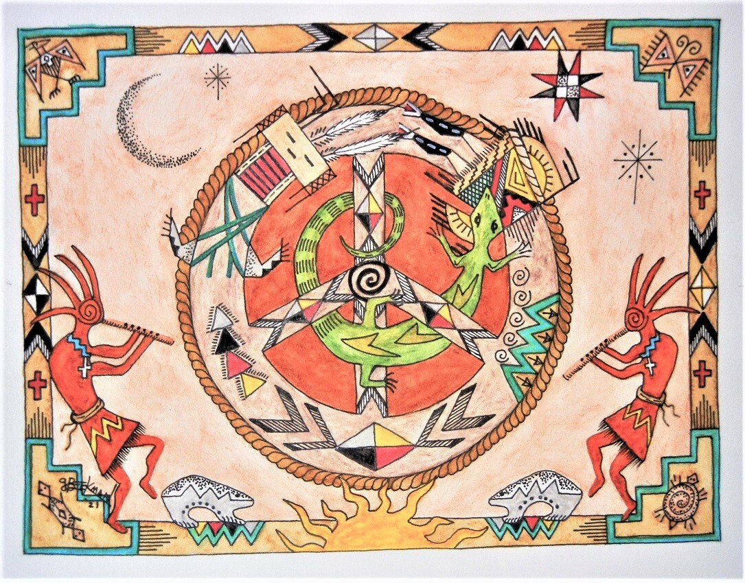 ORIGINAL SOUTHWEST KOKOPELLI 11X14 WC Painting By G.Beekman K2721