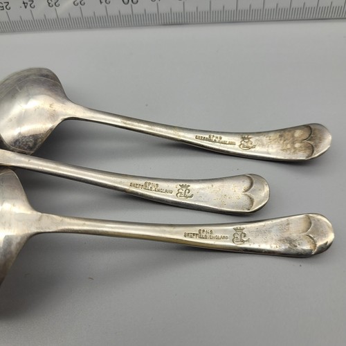 Lote de (3) cucharas cortas vintage EPNS Sheffield Inglaterra plato de plata marca - Imagen 7 de 11