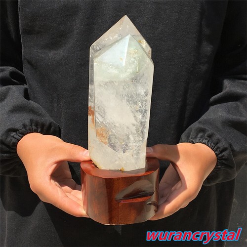 5.28LB Natural Clear Quartz Obelisk Quartz Cystal Wand Point Tower +Stand - Picture 3 of 12