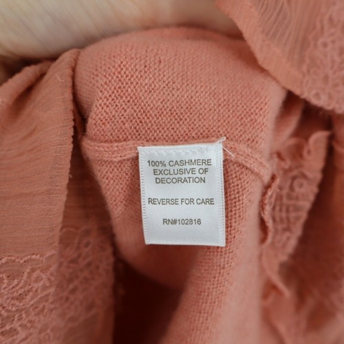 Garnet Hill Women's Cashmere Sweater Large Pink Lace Layered Long Sleeves Crew - Picture 5 of 14