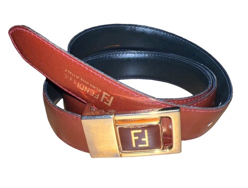 FENDI S.A.S. ROMA ITALY Belt Size 44 Brown leather FF logo Vintage 565-80115 - Picture 1 of 7