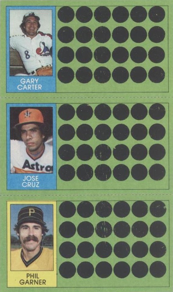 1981 Topps Baseball Scratch-Off - Gary Carter Jose Cruz Phil Garner #66-83-102 - 1 of 1