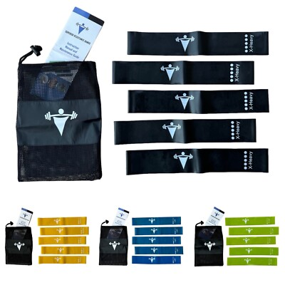 #ad Resistance Bands Loop Set of 5 Exercise Workout Rehab Fitness Yoga Booty Band $12.85