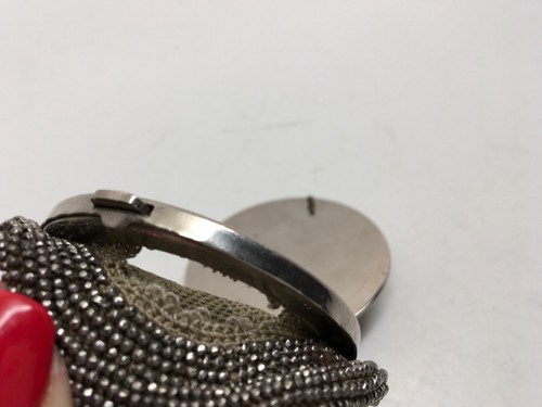 Antique VICTORIAN Pewter Lid Coin Purse - Cut Steel Beads - Patent March 25 1890 - Picture 6 of 7
