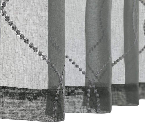 VANGAO KITCHEN CURTAINS VALANCES EMBROIDERED MOROCCAN SHEER CURTAINS 3 PCS SET - Picture 21 of 49
