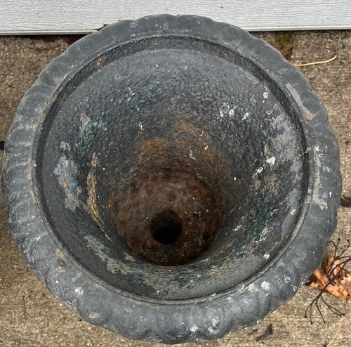 Vintage Urne Topf Pflanzgefäß Gusseisen Garten 10" Architektur Bergung Menge 2 Lesen - Bild 2 von 11