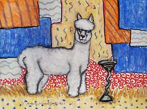 Alpaca-drinking-a-Martini-Pop-Art-Print-8-x-10-Wild-Collectible-Signed-by-Artist