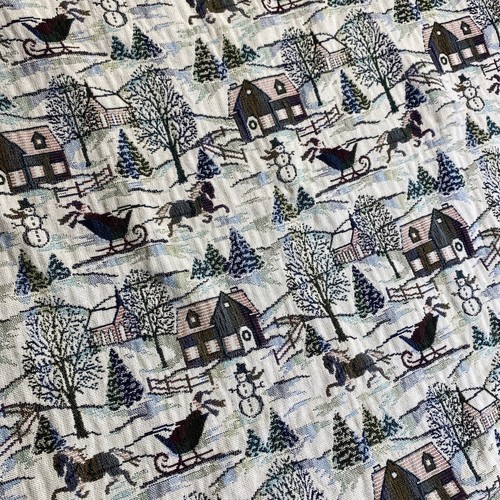 Coming Home Winter Snowmen Christmas Cotton Throw Blanket 64" x 53" Tapestry - Picture 3 of 8