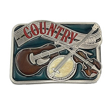 Country Music Western Belt Buckle Guitar Banjo Fiddle Made in USA