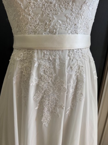 Justin Alexander A-Line Wedding Dress Ivory SZ 10 Lace Illusion Bodice Style6116 - Picture 7 of 19