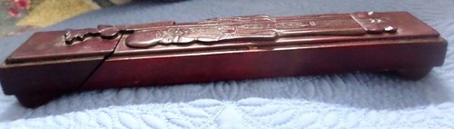 Vintage Hand Carved JAPANESE Wood Chopsticks Box Holder, Japan Asian Decor - Picture 9 of 11