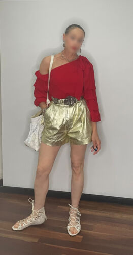 1980s Gold Leather Shorts XS, Leather Dress Shorts, Make offer! - Picture 9 of 13