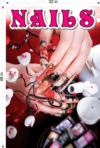 Nägel 11 Lochgitter durchsichtig Fenster Poster Vinyl Salon Werbeschild vertikal - Bild 12 von 17