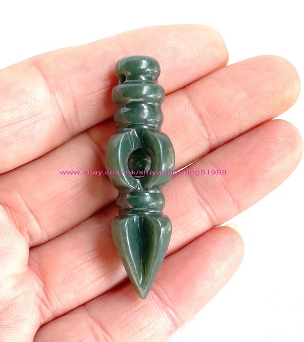 100% Natural Hotan Jade Vajra Colgante Unisex Vajra Arma Plato de Mano Juguete Y041 - Imagen 62 de 99