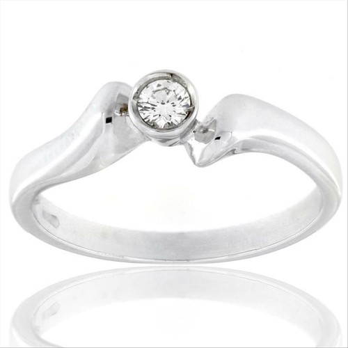 Anello Donna Solitario Oro Bianco 18kt 0143 Diamante Naturale 0.20ct G-Color VS1 - Imagen 2 de 5