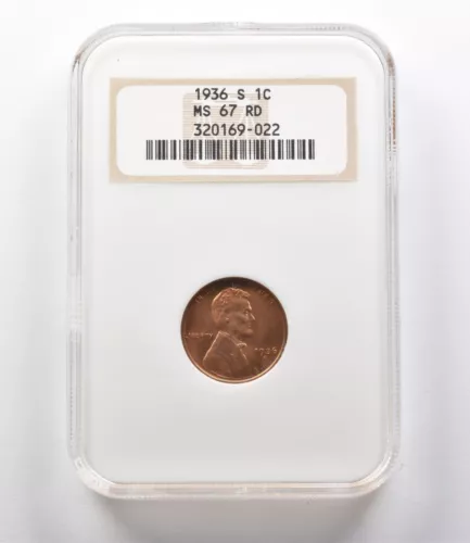 MS67 RD 1936-S Lincoln Wheat Cent NGC *2778