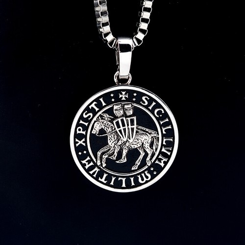 Tempelritter Kommandantur Sigillum Militum Xpisti 925 Sterling Silber Halskette - Bild 5 von 8
