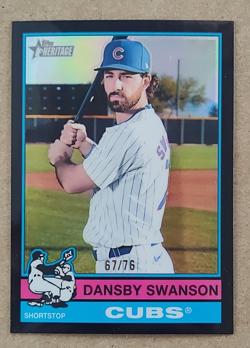 2025 Topps Heritage #128 Dansby Swanson Chrome Black Cubs 67/76