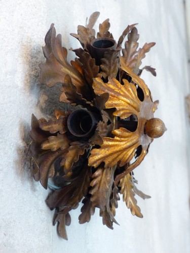 BANCI Mid Century Murano Ceiling Wall Light Gilded Tole Chandelier BAGUES Style* - Picture 6 of 9