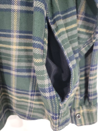 Woolrich schwer kariertes Flanellhemd Herren grün blau hellbraun Taschen XL - Bild 4 von 15