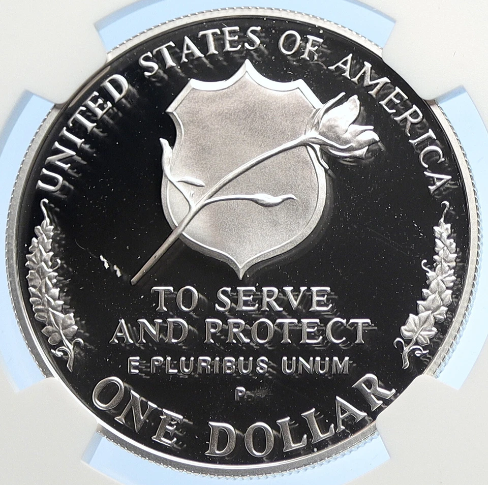 1997 United States HONOR LAW ENFORCEMENT Protect Proof Silver $ Coin NGC i106250 - Image 2 of 4
