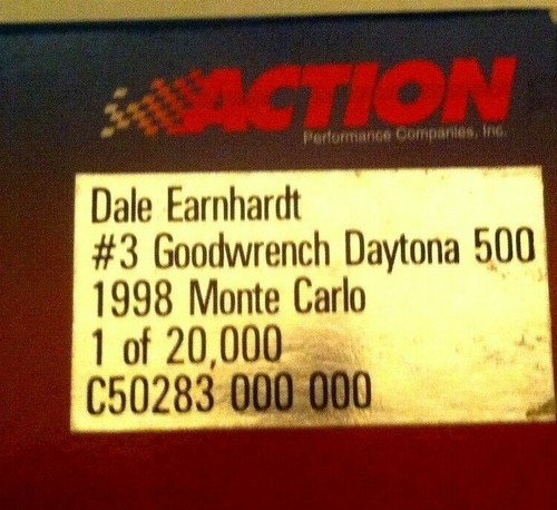 DALE EARHARDT 3 WINNER DAYTONA 500 1998 1:32 SCALE BY ACTION 1 OF 20,000 - Picture 5 of 7