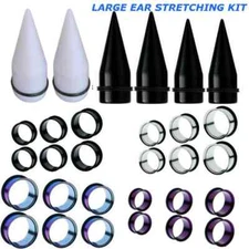 LARGE SIZES-BIG EAR STRETCHING KIT-EAR TAPERS &PLUGS-CHOOSE SIZES UP TO 1 INCH  