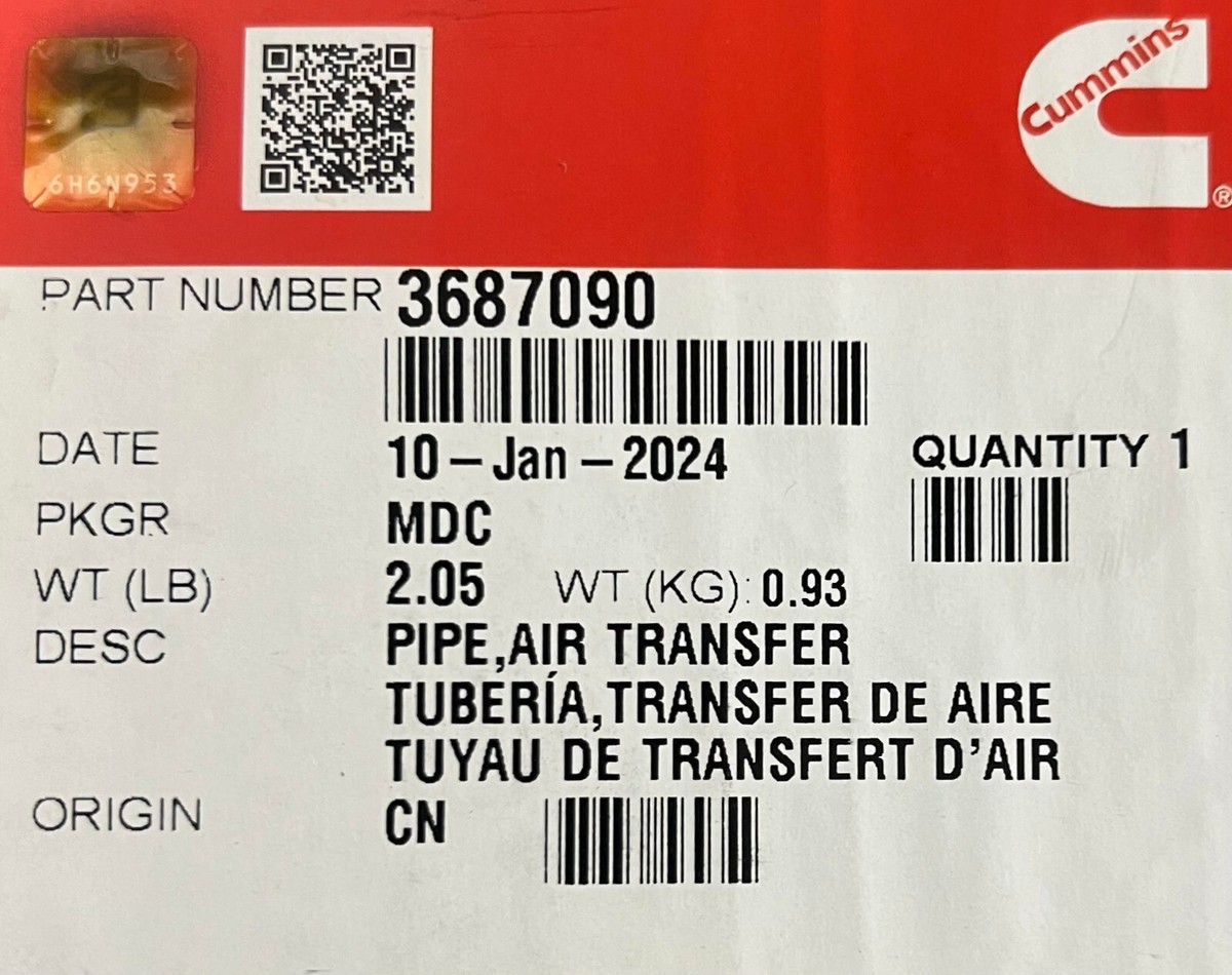 その他 isa Genuine Cummins 3687090 Pipe Air Transfer for sale online | eBay