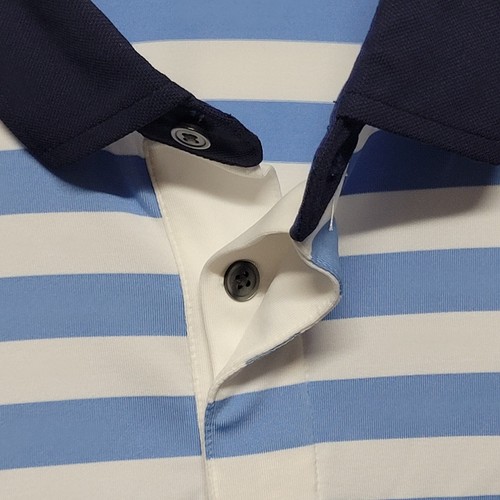 Greyson Poloshirt Herren L weiß blau gestreift Golf 3M offener Kragen kurzarm - Bild 4 von 11