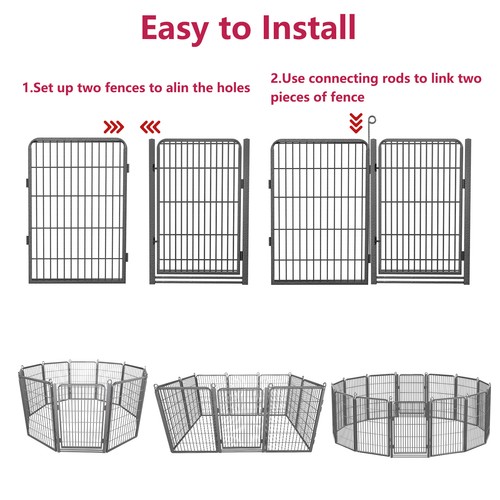 SQIREP Heavy Duty Dog Playpen Outdoor Puppy Pen Pet Fence Cage w/ Large Door - Picture 4 of 34